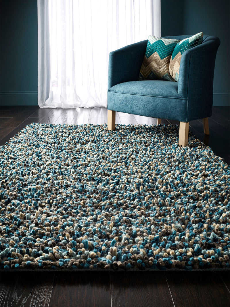 Origin Rugs Blue Rocks shaggy wool rug, imported from the UK