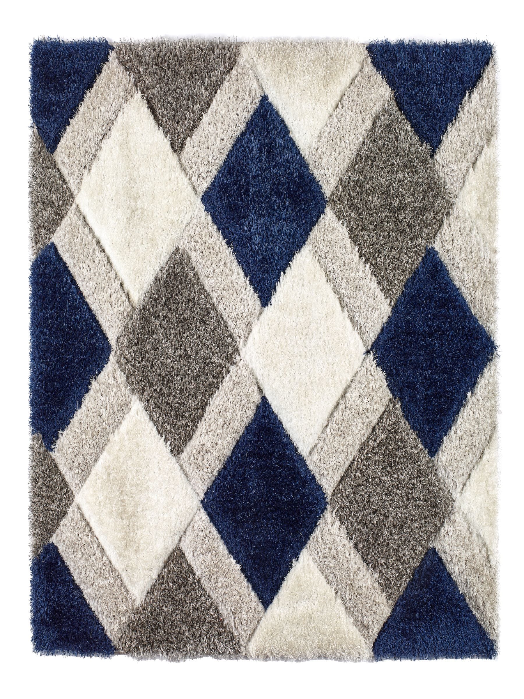 Origin Rugs Navy 3D GEO Shaggy rug, imported from the UK