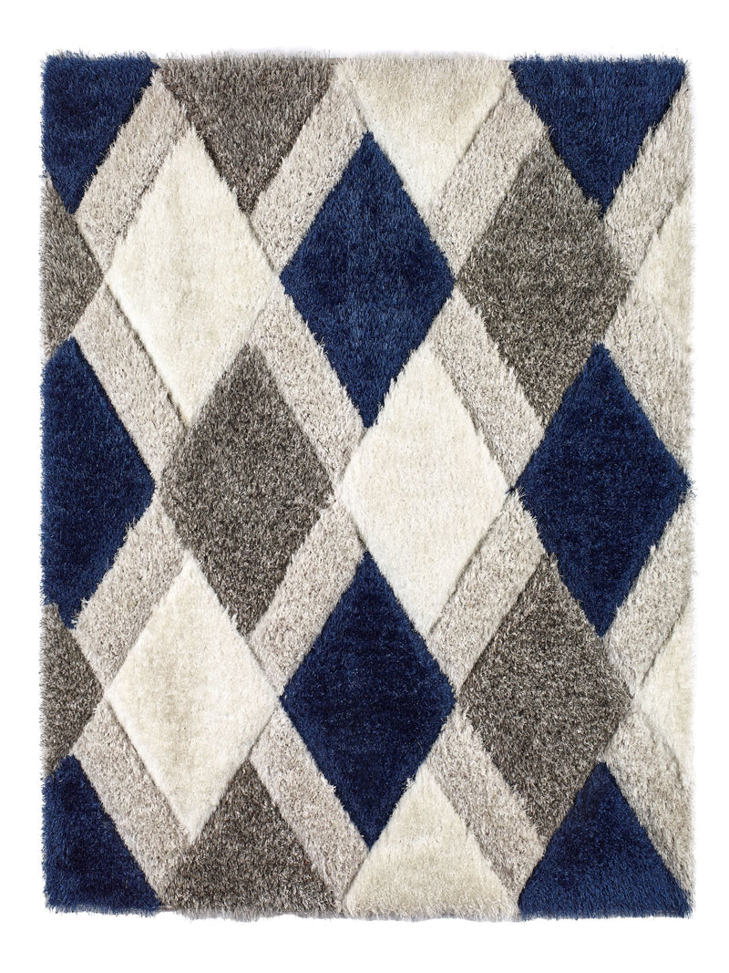 Origin Rugs Navy 3D GEO Shaggy rug, imported from the UK