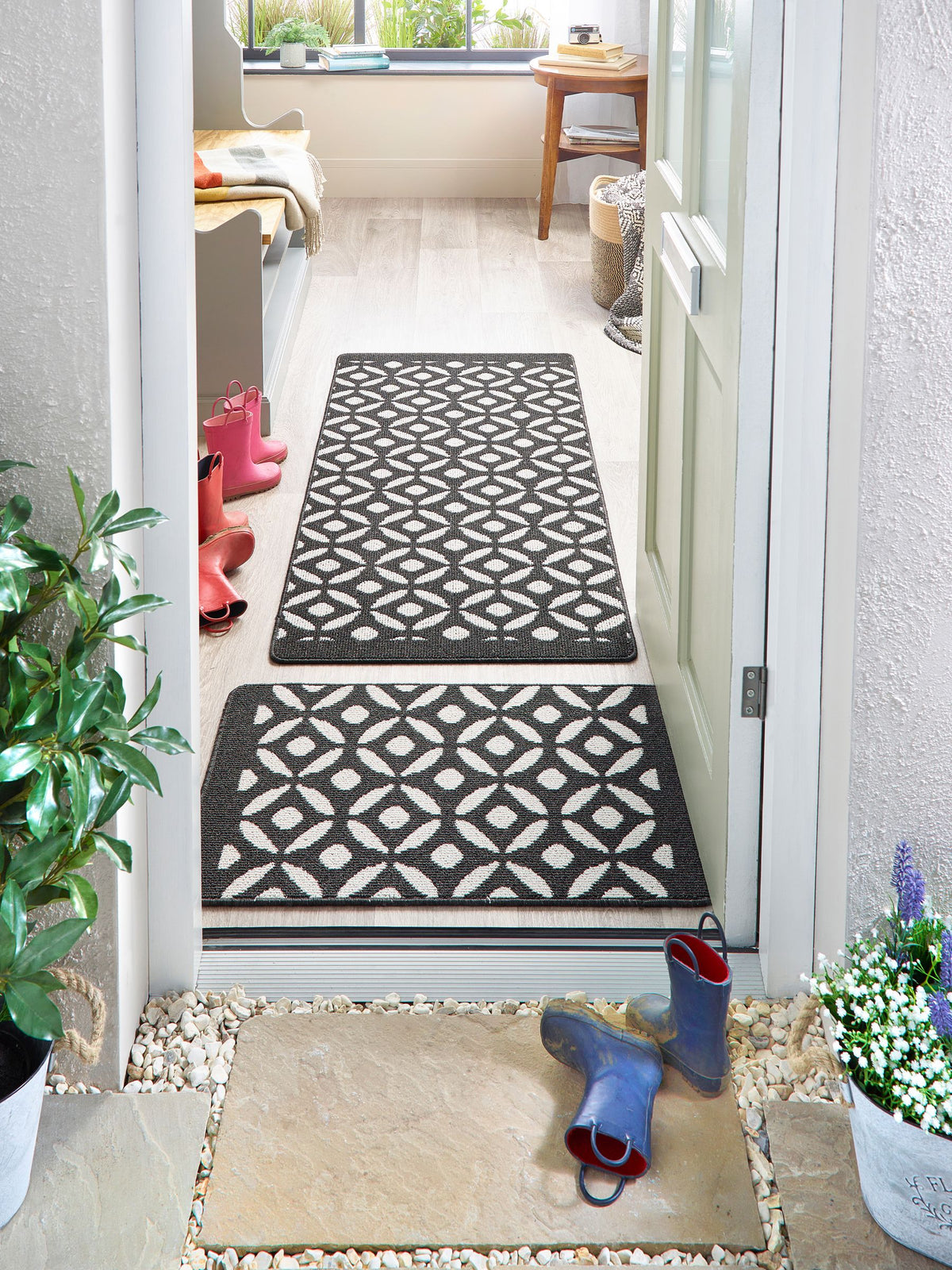 My Mat charcoal crescent small runner - British made, UK version
