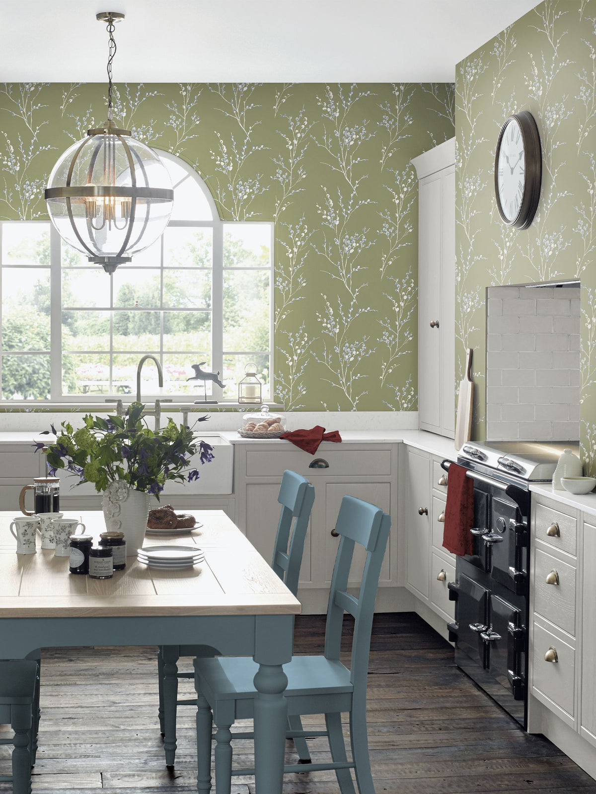 Laura Ashley Steel Pussy Willow A4 Wallpaper Sample