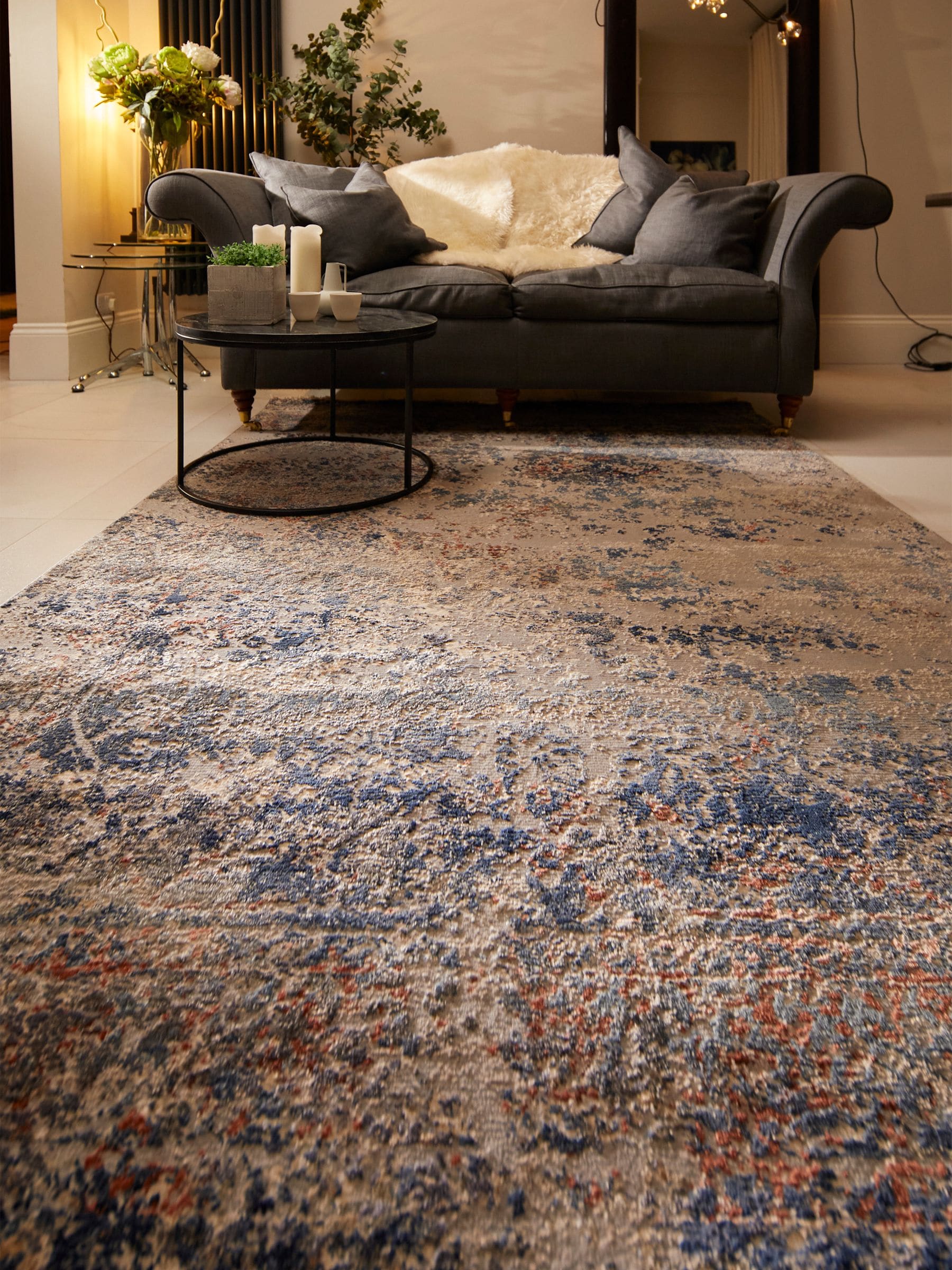 Origin Rugs Arabesque multi rug distressed vintage design, imported from the UK