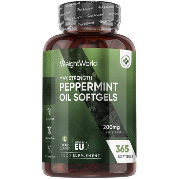 WeightWorld peppermint oil softgels 200mg, imported from the UK