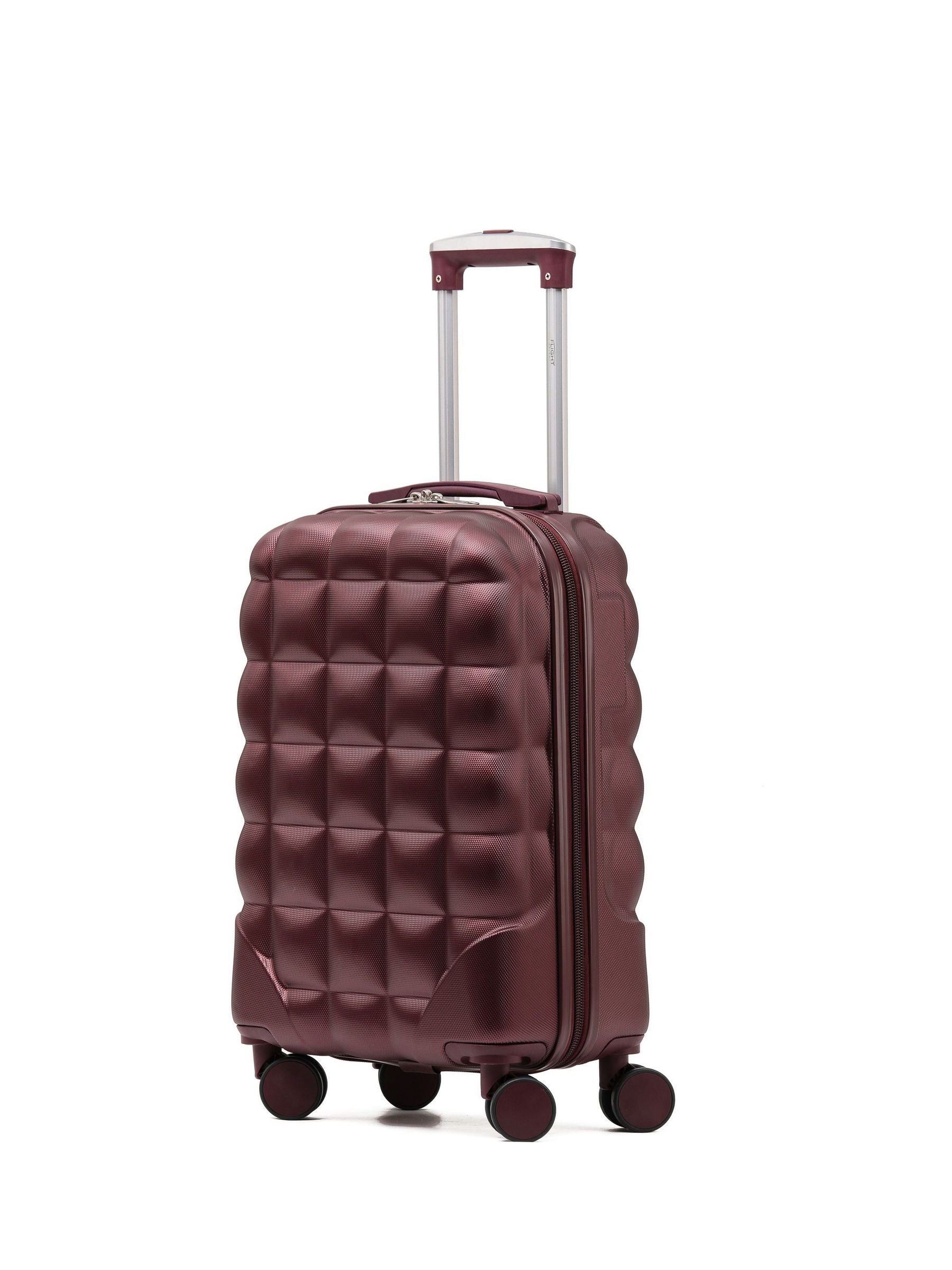 Flight Knight Burgundy/Silver 55x35x20cm 8 Wheel ABS Hard Case Cabin Carry On Hand Luggage