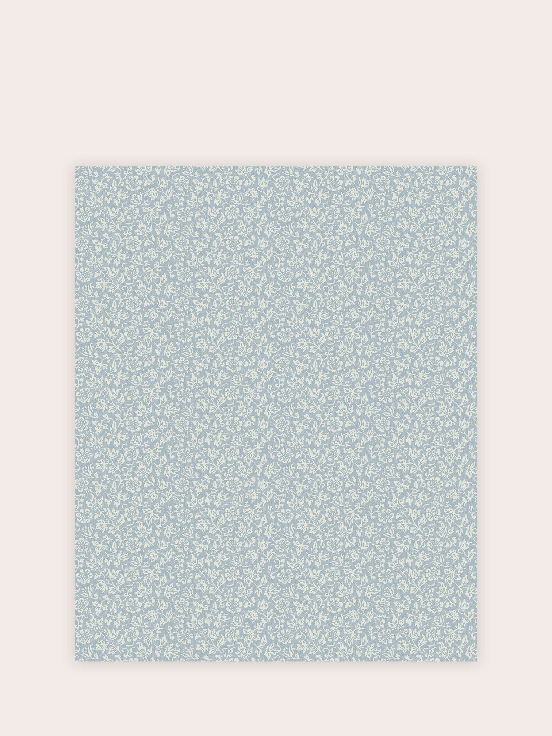 Laura Ashley Pale Seaspray Blue Sweet Alyssum A4 wallpaper sample (British brand)