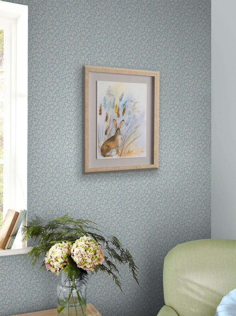 Laura Ashley Pale Seaspray Blue Sweet Alyssum A4 Wallpaper Sample