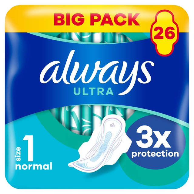 Always Sanitary Towels Ultra Normal (Size 1) Wings   2 x 13 per pack GOODS M&S   