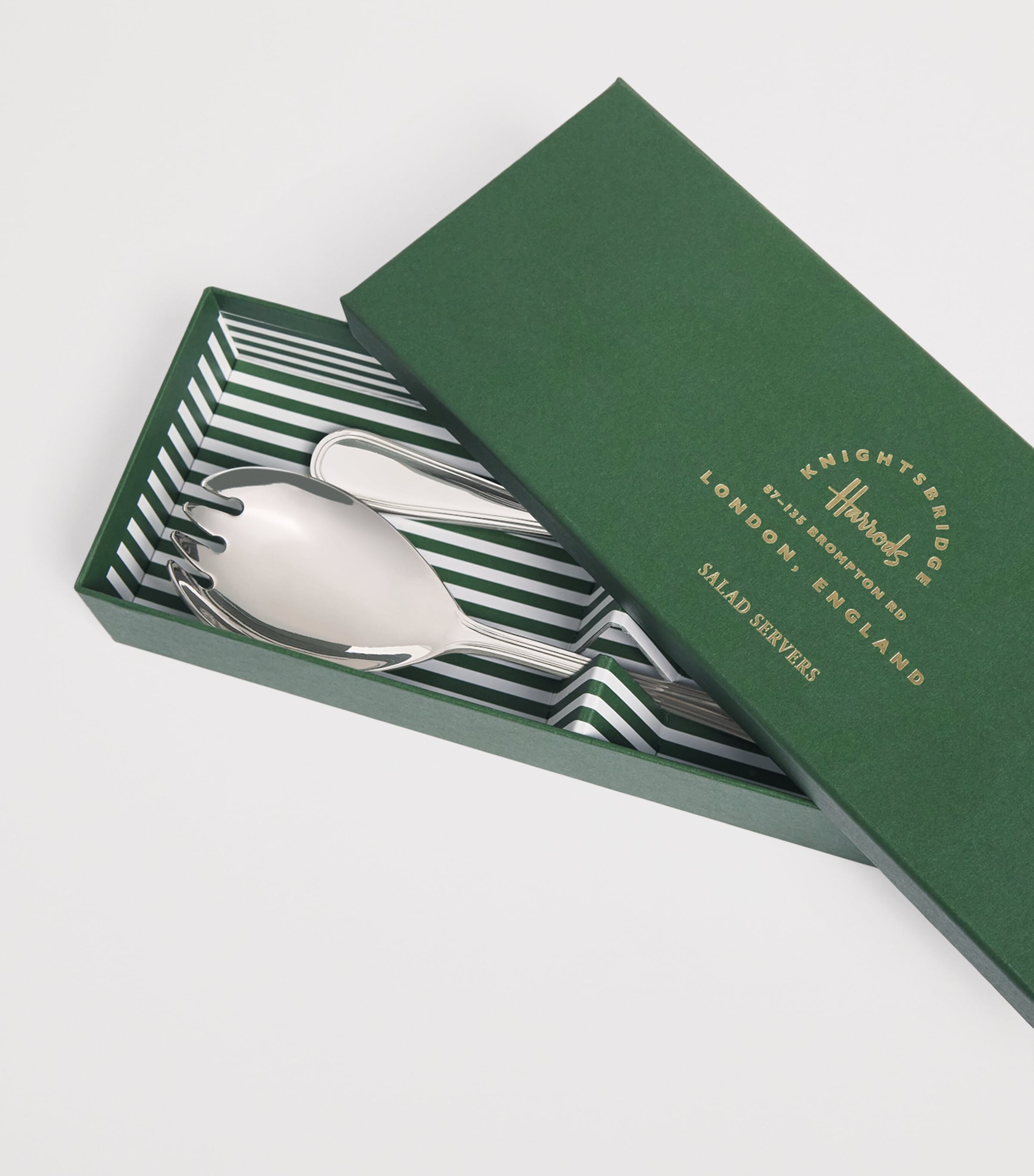 Harrods polished stainless steel salad servers, UK version