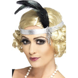 Smiffys silver satin Charleston headband, UK version