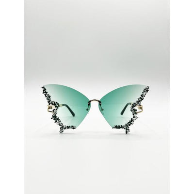 Superdrug SVNX Butterfly Crystal Detail Green Sunglasses One Size- Buy online at McGrocer
