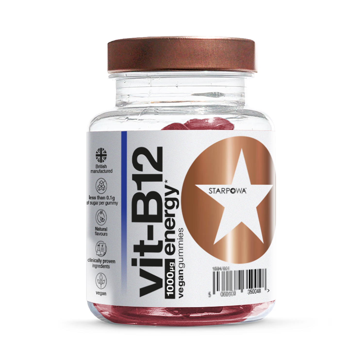 Starpowa Vitamin B12 gummies blueberry 30 count, imported from the UK