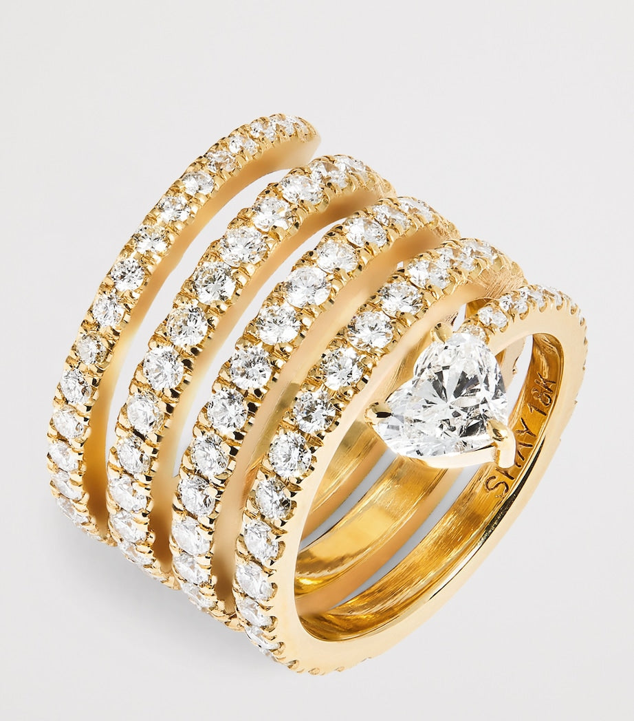 SHAY yellow gold diamond swirl pinky ring (British brand)