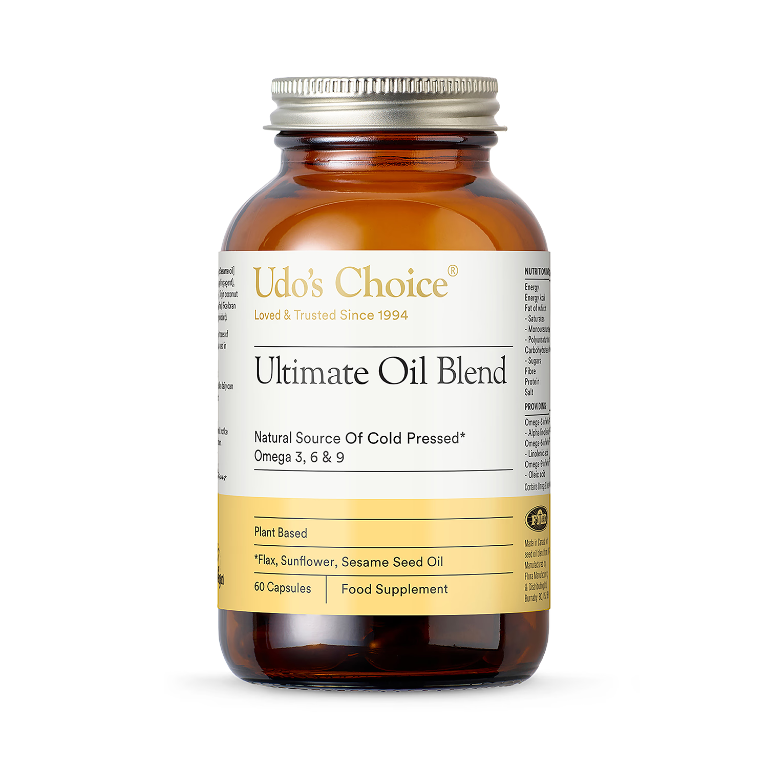 Udo's Choice Omega 3-6-9 Ultimate Oil Blend 60's - Vegetarian & Vegan Capsules