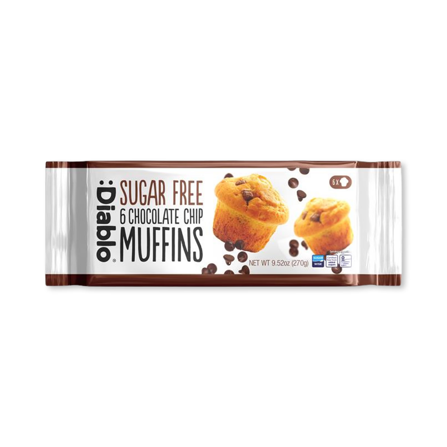 Diablo sugar free chocolate chip muffins 6 x 45g, UK version