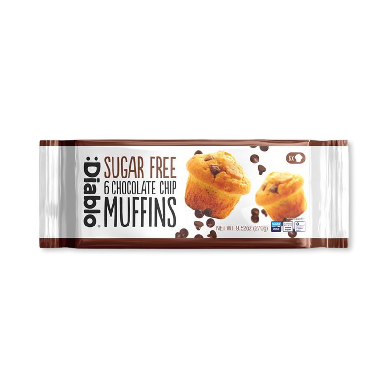 Diablo sugar free chocolate chip muffins 6 x 45g, UK version