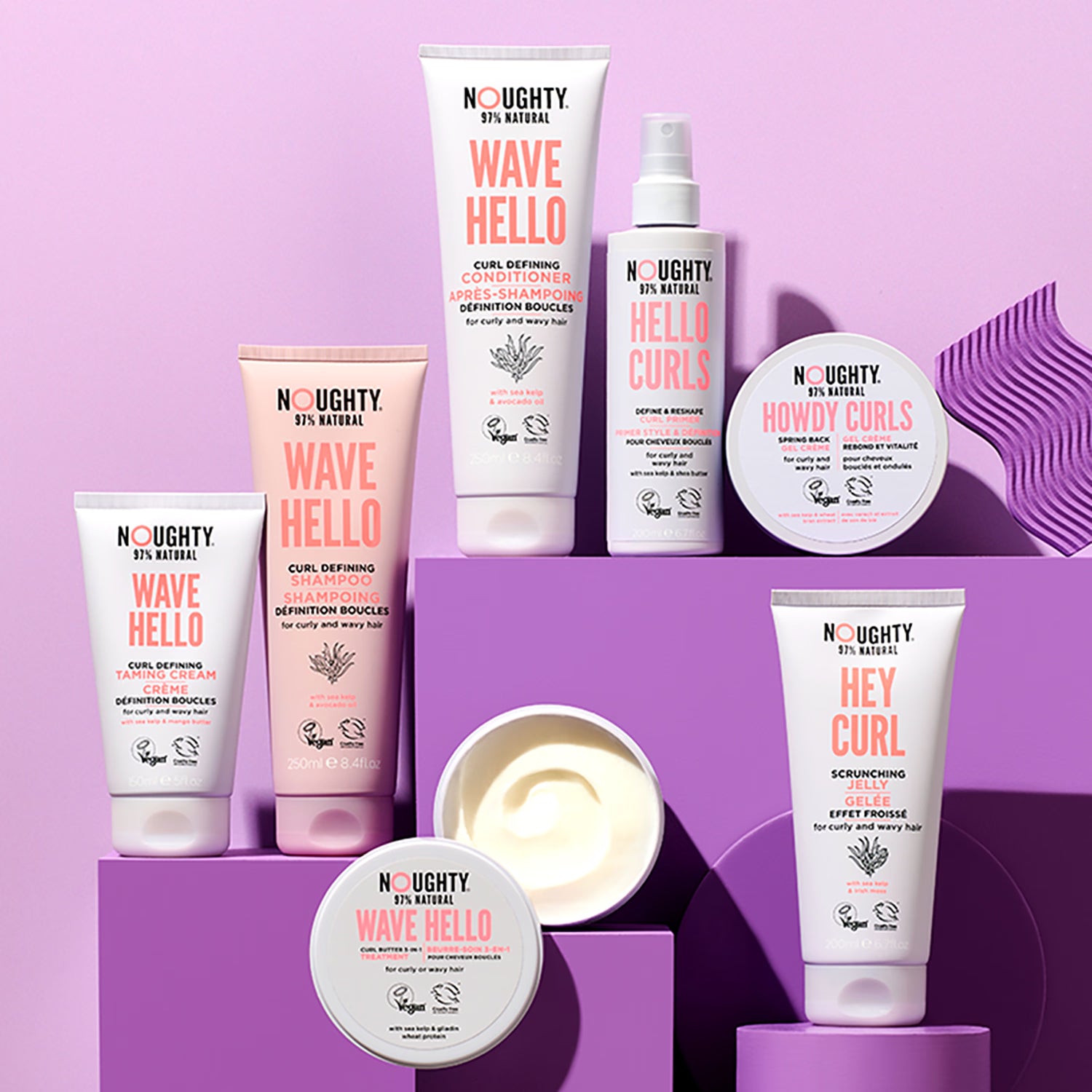 Noughty Wave Hello curl scrunching jelly 200ml, imported from the UK