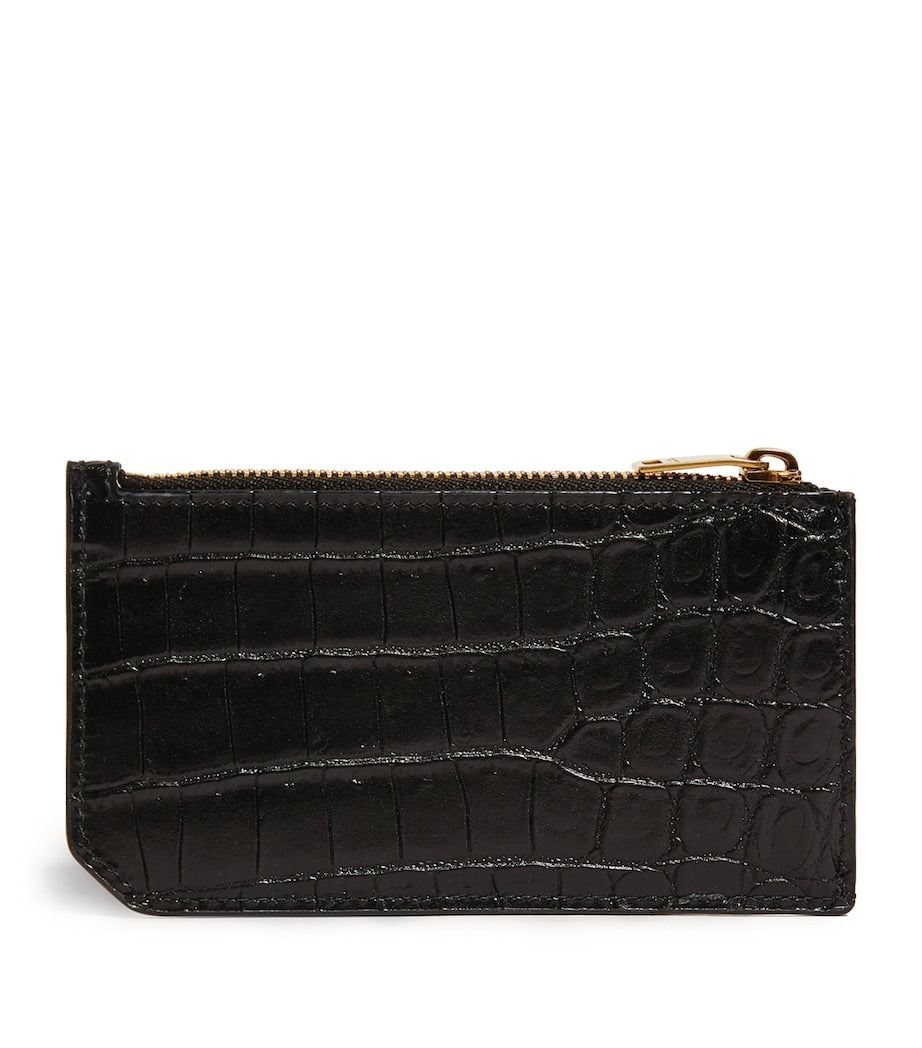 Saint Laurent croc-embossed monogram card holder, imported from the UK