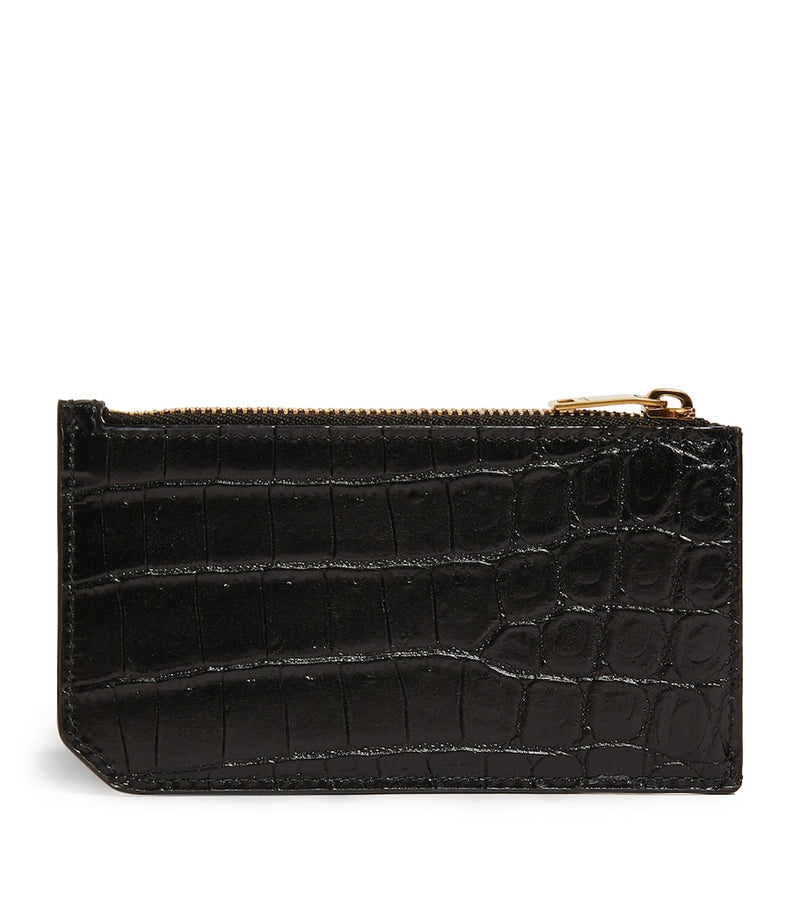 Saint Laurent croc-embossed monogram card holder, imported from the UK