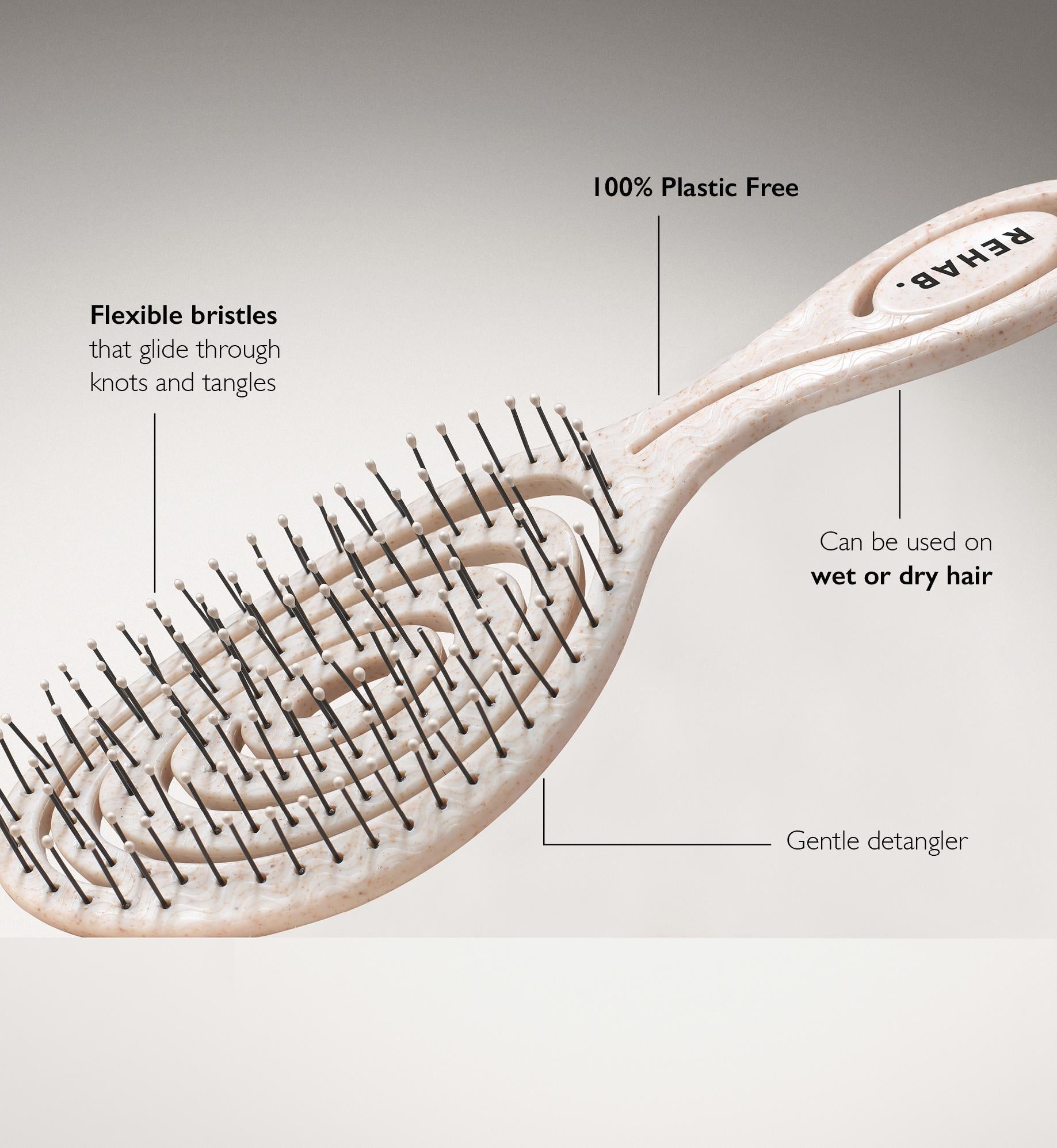 Rehab Vital Hair Brush wheat straw detangling brush, imported from the UK