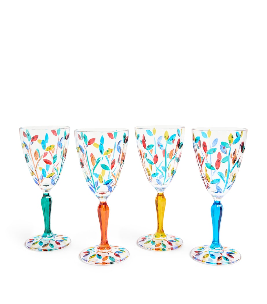 Les Ottomans crystal wine glasses with hand-painted floral designs, UK version