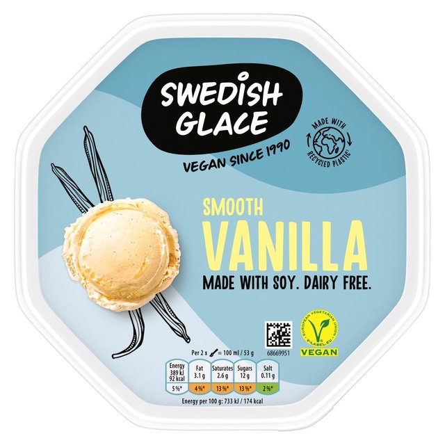 Swedish Glace Dairy Free Smooth Vanilla Vegan Ice Cream Tub   750ml GOODS M&S   