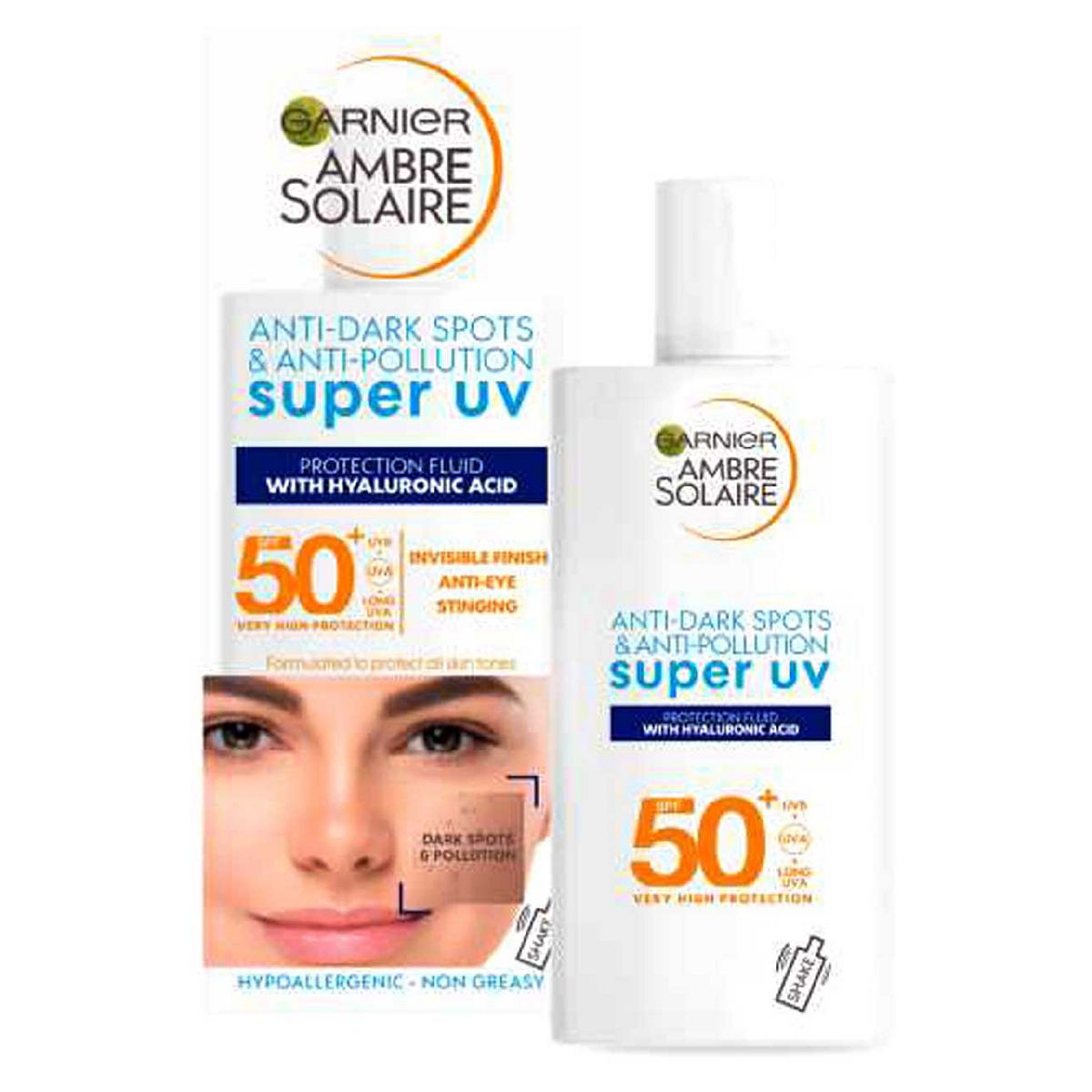 Ambre Solaire Super UV Anti Dark Spots & Anti Pollution Face Fluid SPF50+ 40ml Suncare & Travel Boots   