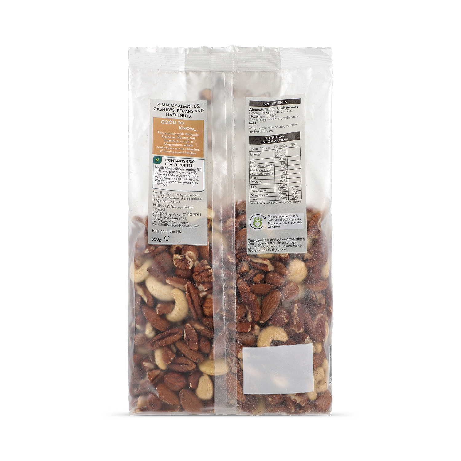 Holland & Barrett Nut Mix Mixed Nuts 850g, imported from the UK