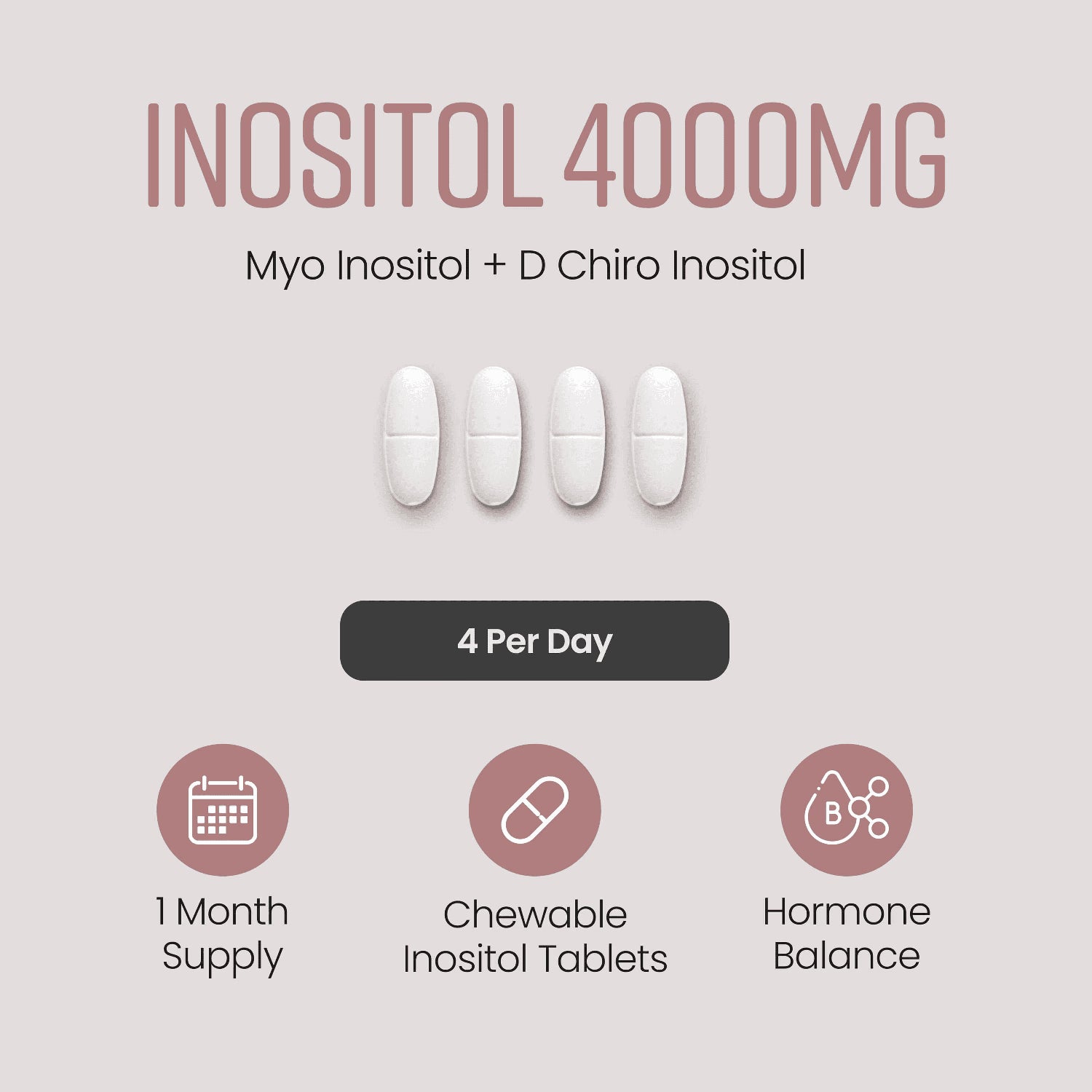 VitaBright Myo-Inositol supplement 4000mg 120 tablets, imported from the UK