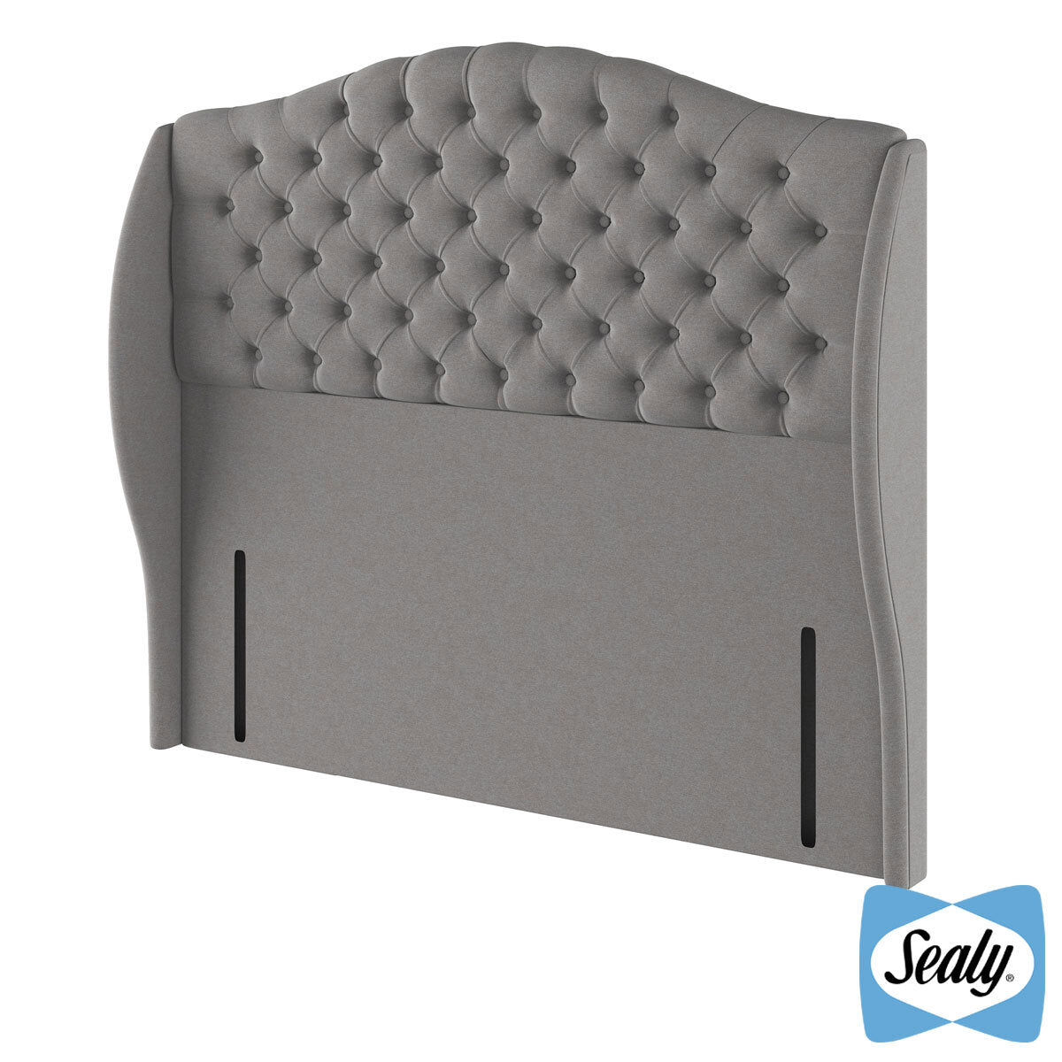 Sealy Richmond fabric headboard in grey, imported from the UK