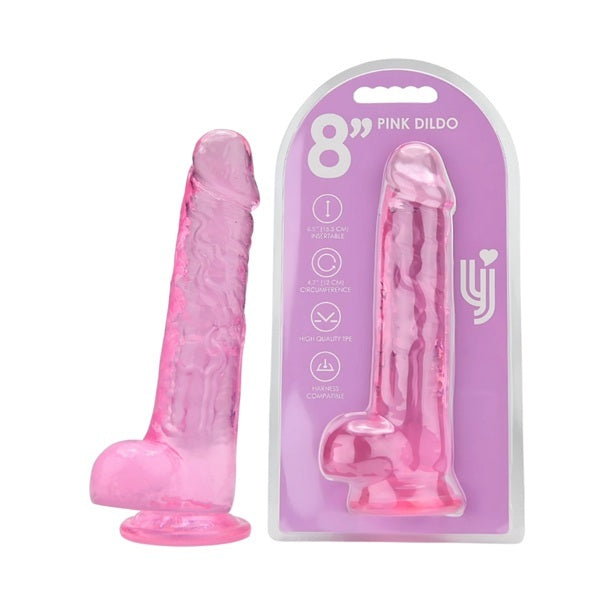 Loving Joy 8 inch dildo with balls in pink - British product