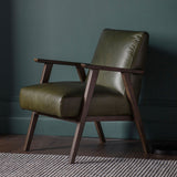 Gallery Neyland Green Leather Armchair