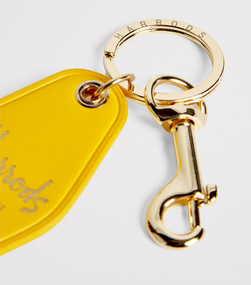 Harrods leather keyring with gold-tone foil 15cm, imported from the UK