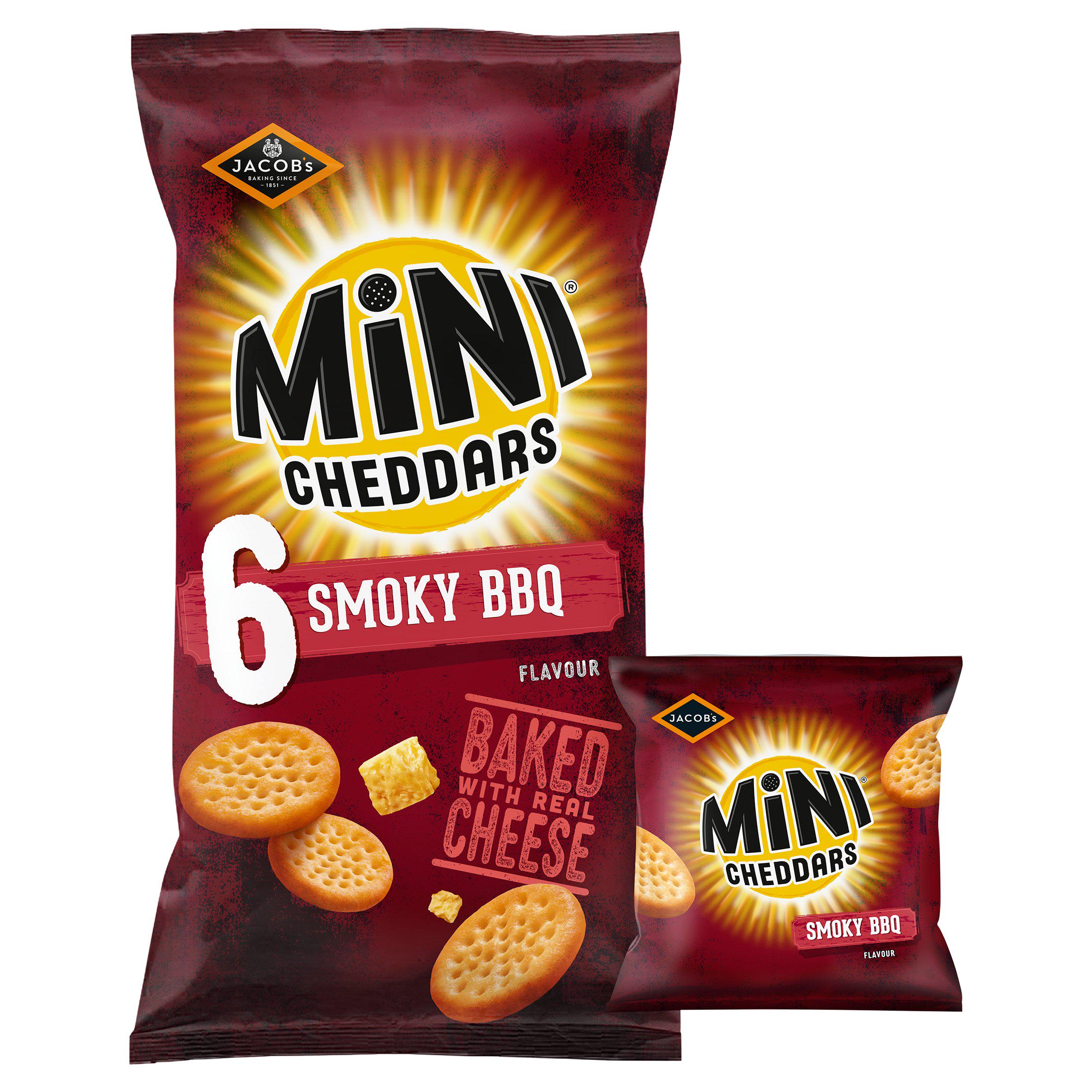 Jacob's Mini Cheddars Smoky BBQ Multipack Snacks 6x23g