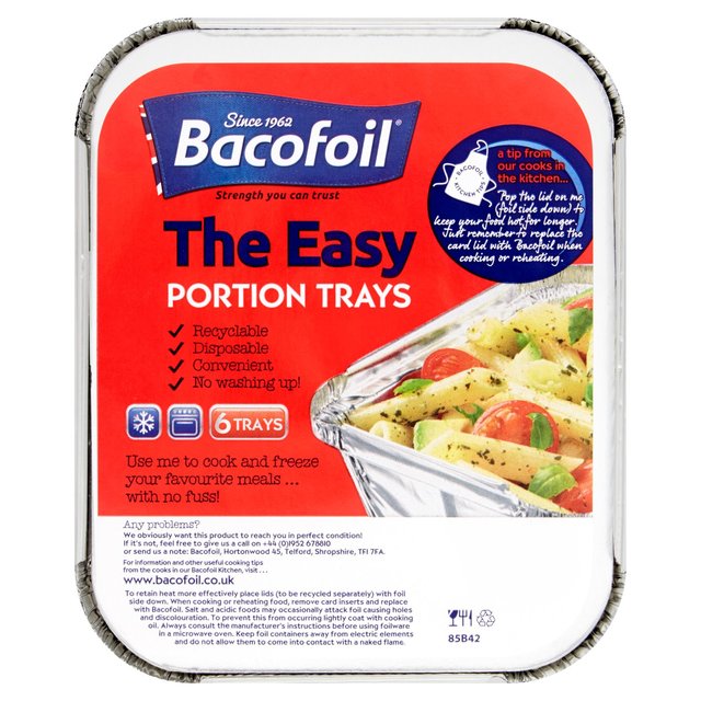 Bacofoil Small Portion Trays & Lids 13x4.1cm   6 per pack GOODS M&S   