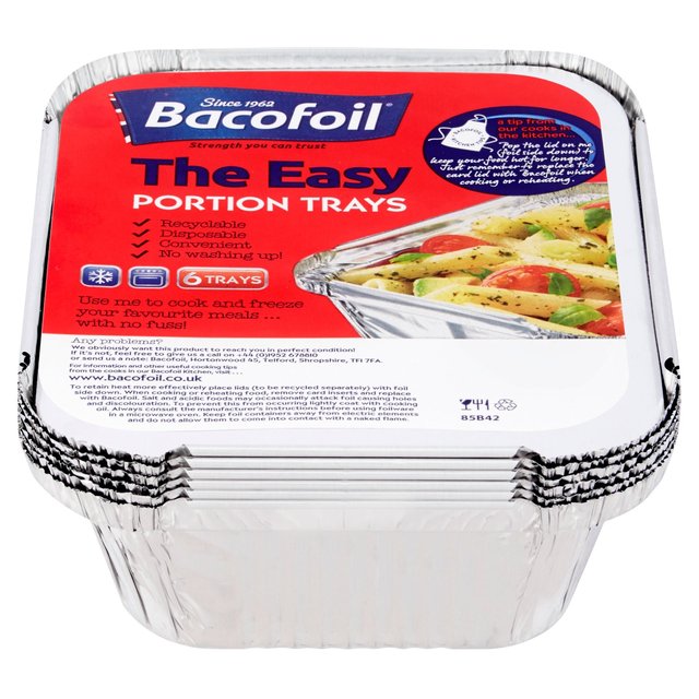 Bacofoil Small Portion Trays & Lids 13x4.1cm   6 per pack GOODS M&S   