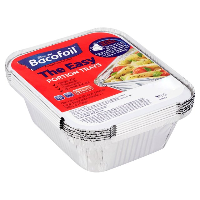 Bacofoil Small Portion Trays & Lids 13x4.1cm   6 per pack GOODS M&S   