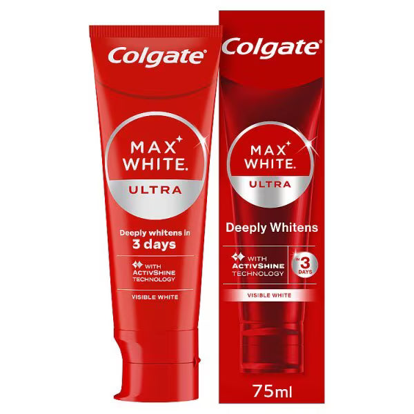 Colgate Max White Ultra Active Foam Whitening Toothpaste 75ml - British product