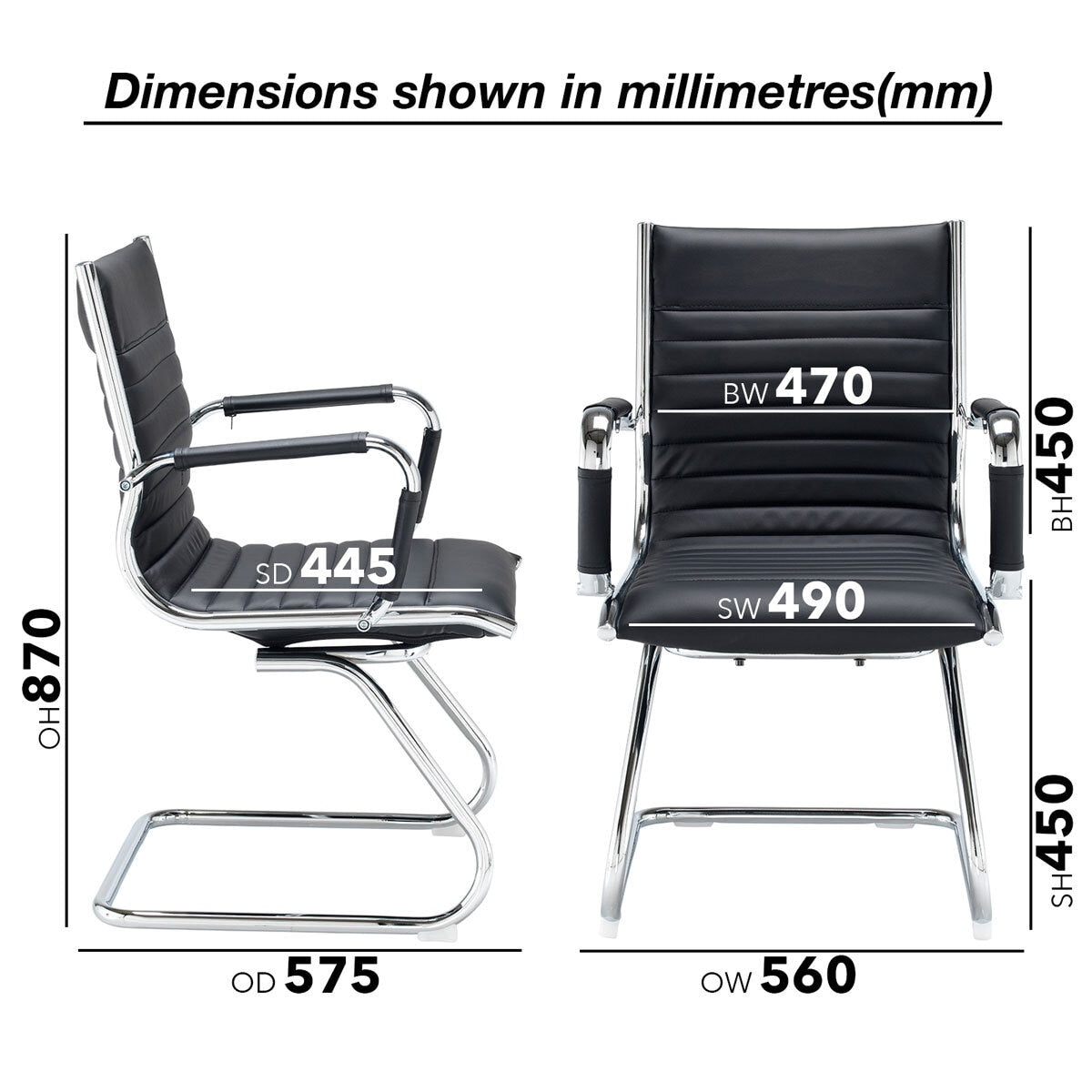 Dams Bari cantilever visitors chair black, UK version