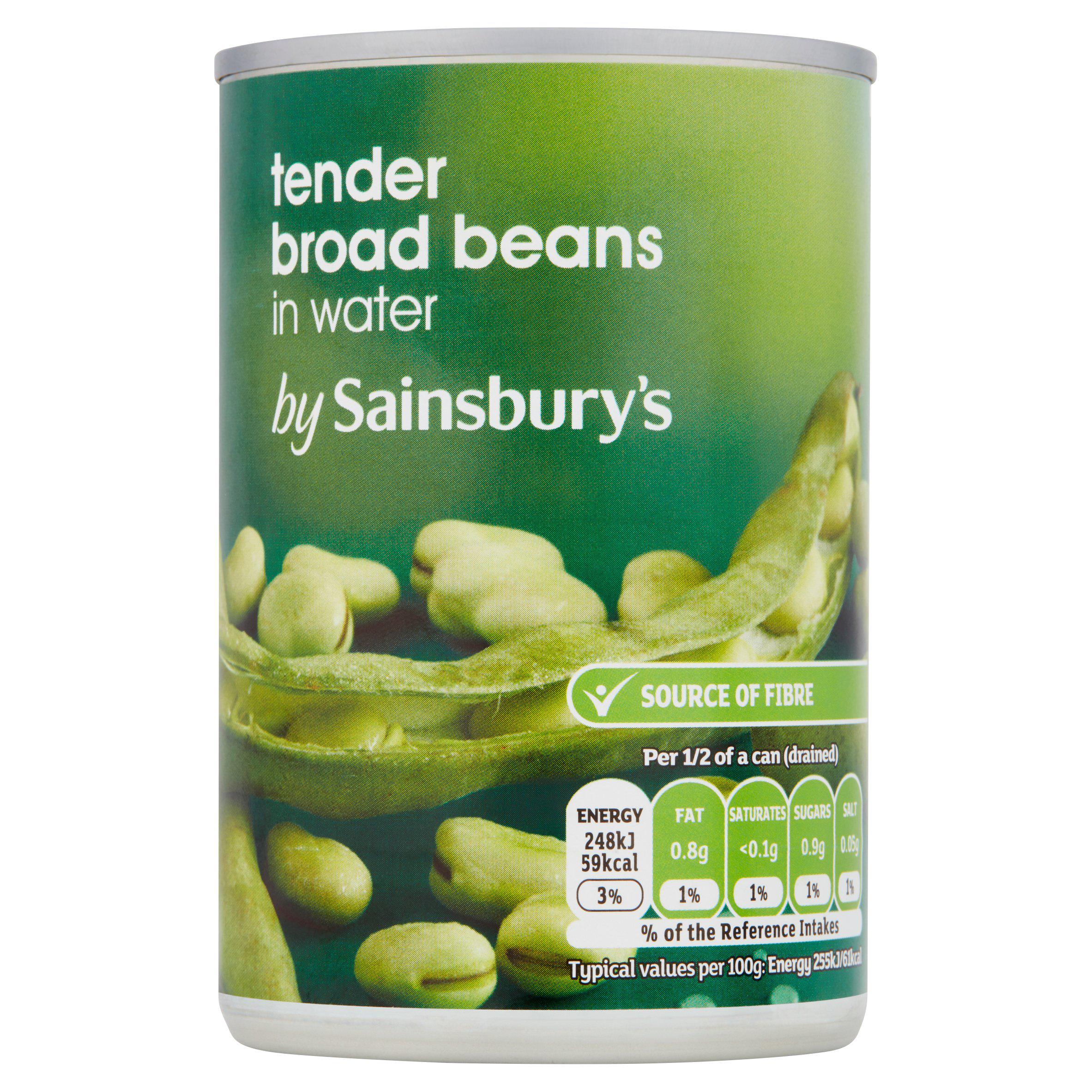 Sainsbury's Tender Broad Beans In Water 300g (195g*) Vegetables Sainsburys   