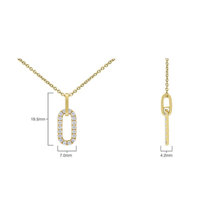 0,27 Karat TW Diamant Paperclip Anhänger mit 18-Zoll-Kette aus 14-karätigem Gelbgold