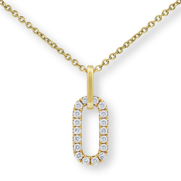 0.27ctw Diamond Paperclip Pendant with 18 Inch Chain in 14ct Yellow Gold
