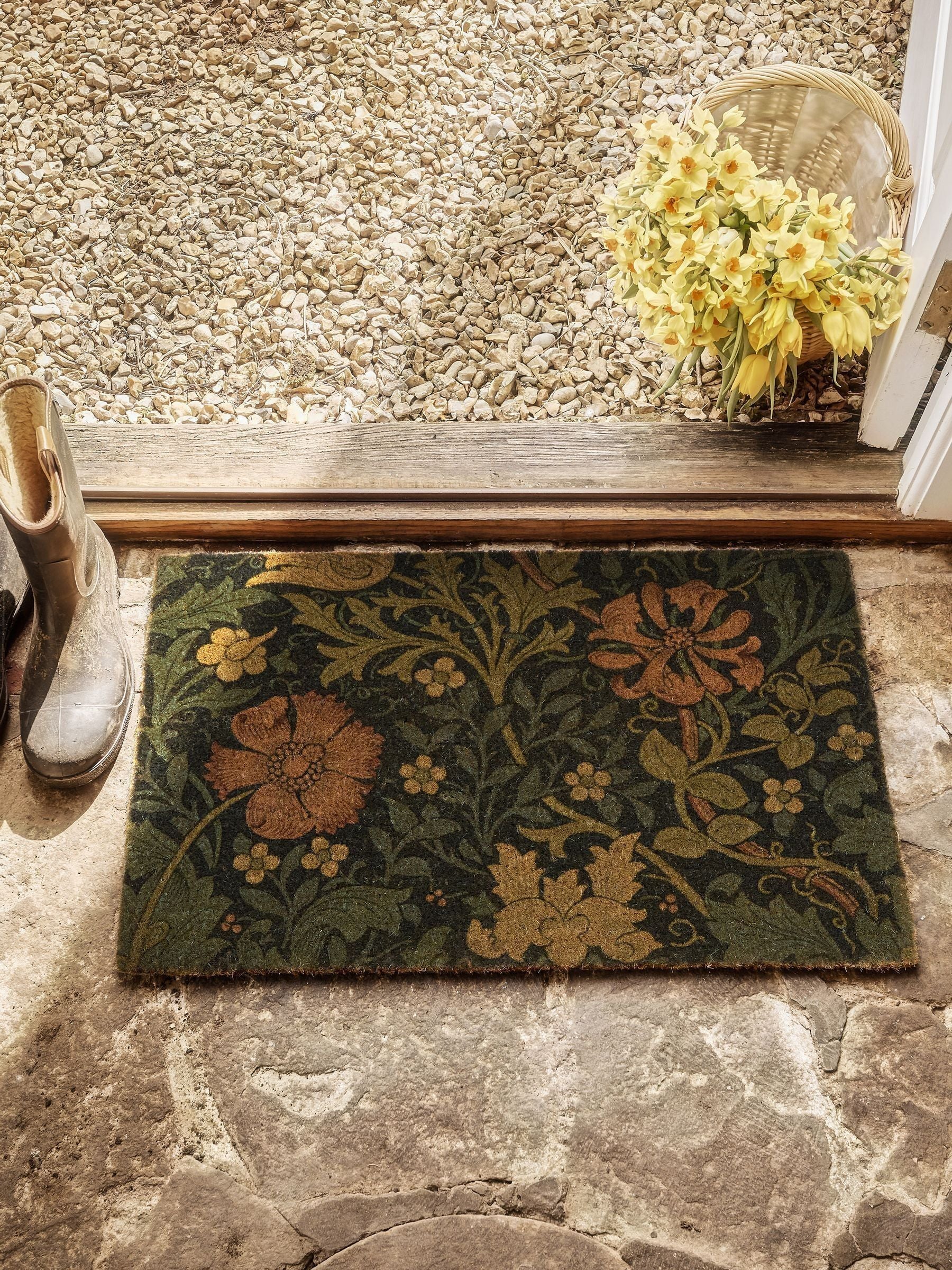 Morris & Co Compton coir doormat multicolored floral - British product