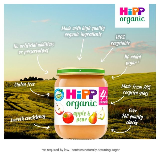 HiPP Organic Apple & Pear Baby Food Jar 4+ Months    125g GOODS M&S   