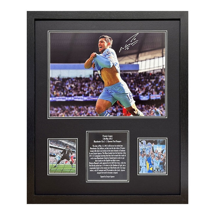 Photographie encadrée signée par Allstarsignings de Sergio Aguero, version britannique
