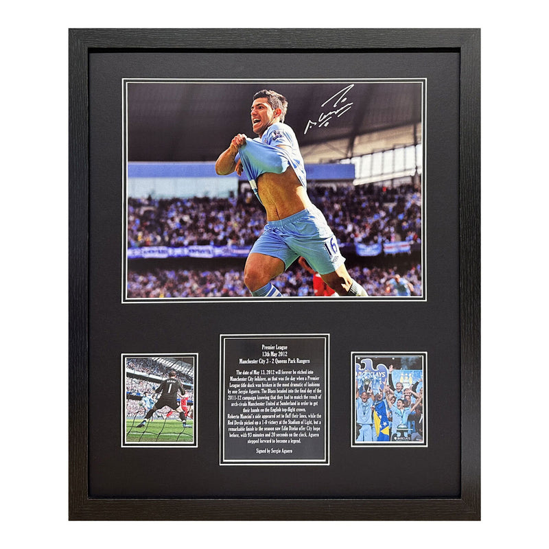 Photographie encadrée signée par Allstarsignings de Sergio Aguero, version britannique