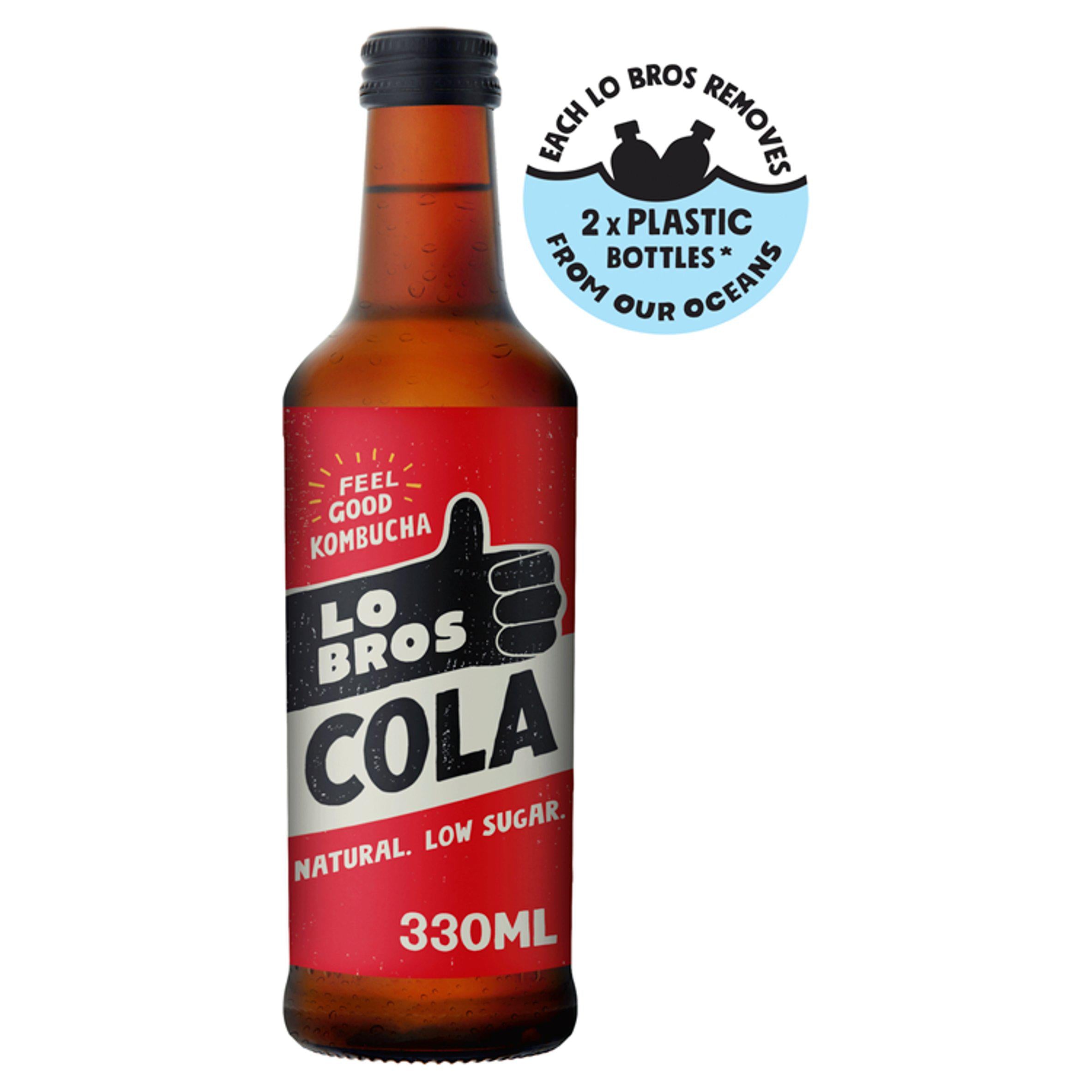 Lo Bros Low Sugar Cola Kombucha 330ml Adult soft drinks Sainsburys   