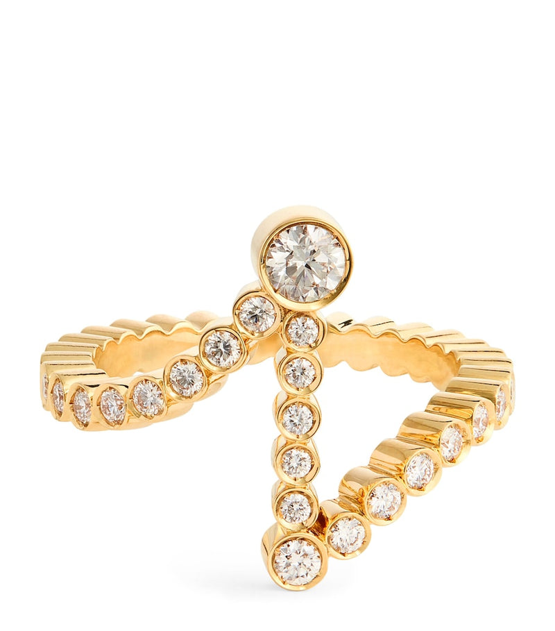 Sophie Bille Brahe gold and diamond 'I' initial ring, UK version