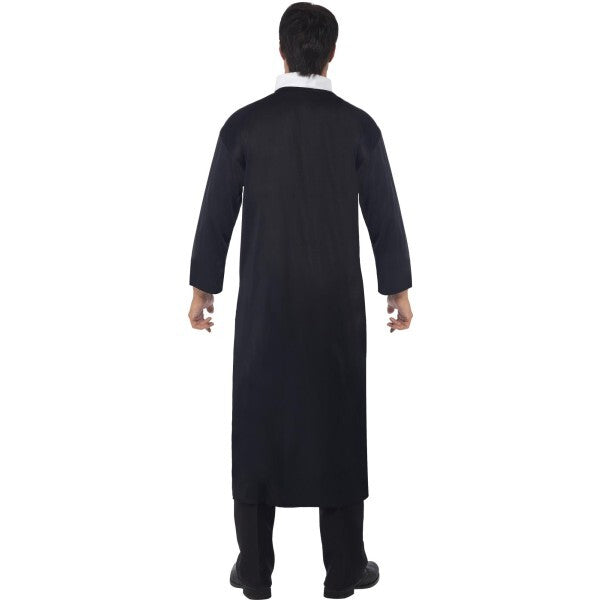 Smiffys priest costume black with robe collar and cross necklace - British product