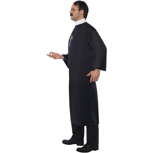 Smiffys priest costume black with robe collar and cross necklace - British product