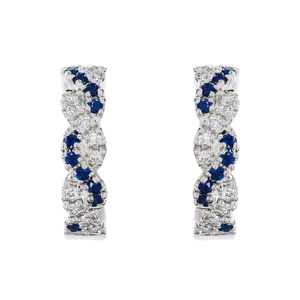 Costco sapphire diamond hoop earrings 14ct white gold, imported from the UK